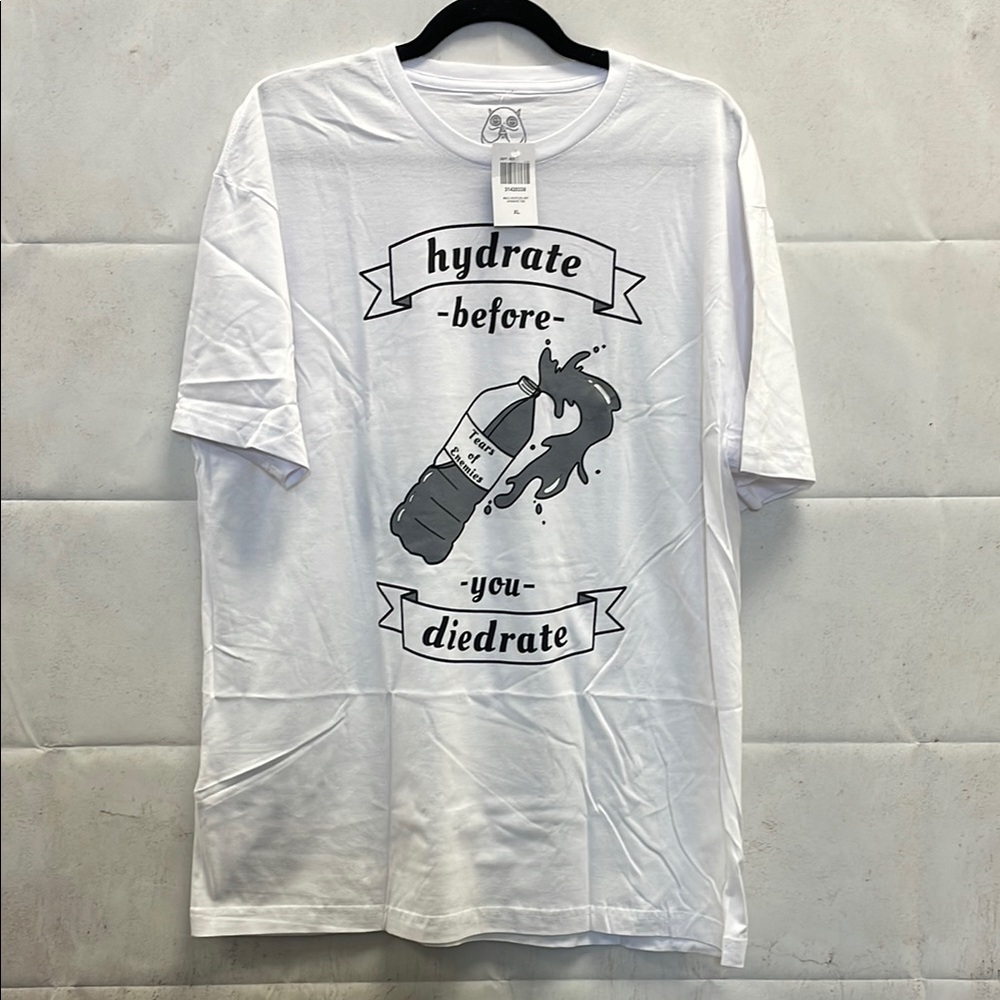 Hootles Art by Goodie Two Sleeves White, Hydrate, Shortsleeved Graphic Tee (XL)